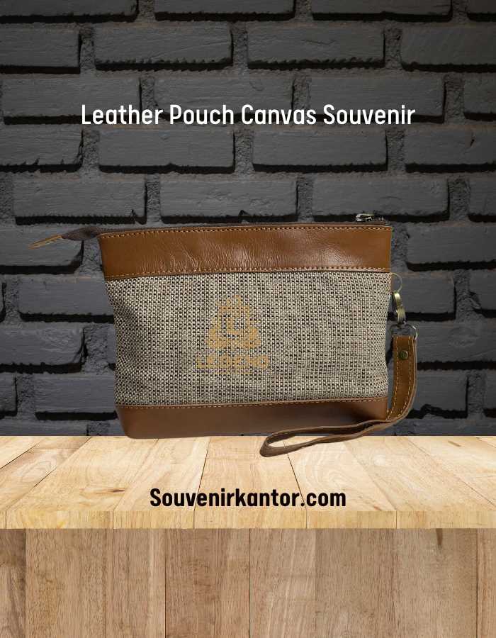 souvenir murah pouch kulit canvas