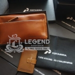 jual souvenir barang promosi kantor di balikpapan pouch bag kulit pertamina
