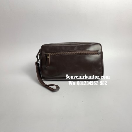 Pouch Bag Leather Warna Gelap Modern PC-004