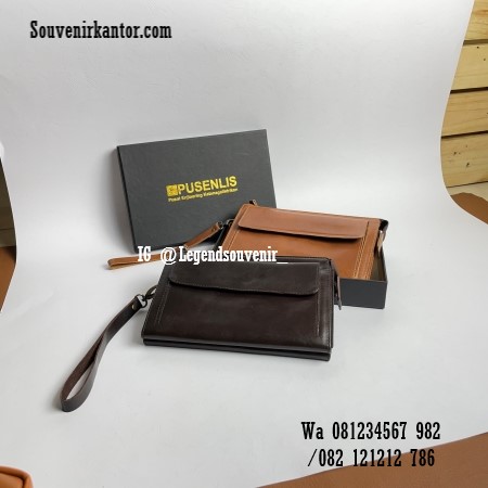 souvenir Pouch Bag Leather Warna Gelap Modern PC-004