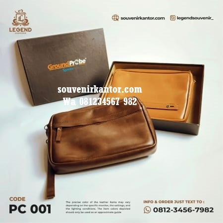 contoh souvenir perusahaan eksklusif pouch bag kulit