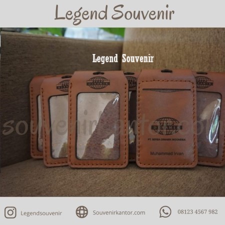 lanyar kulit name tag holder id card holder inspirasi souvenir kantor
