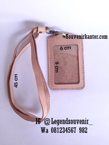 ukuran Id Card Holder Kulit Nabati Warna Cream Natural Custom 2 Slot Kartu