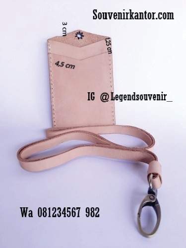 ukuran Id Card Holder Kulit Nabati Warna Cream Natural Custom 2 Slot Kartu