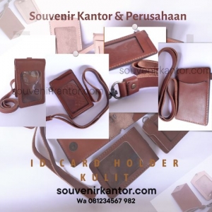 tempat id card kulit gantung 2 kantung