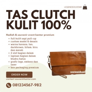 jual souvenir kantor di solo clutch bag kulit